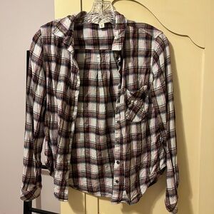 Anthropologie Cloth & Stone Plaid Shirt with lurex